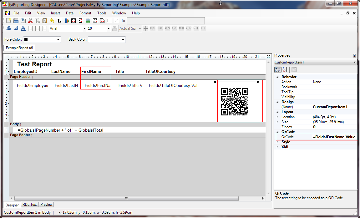 Barcode value from list or table field